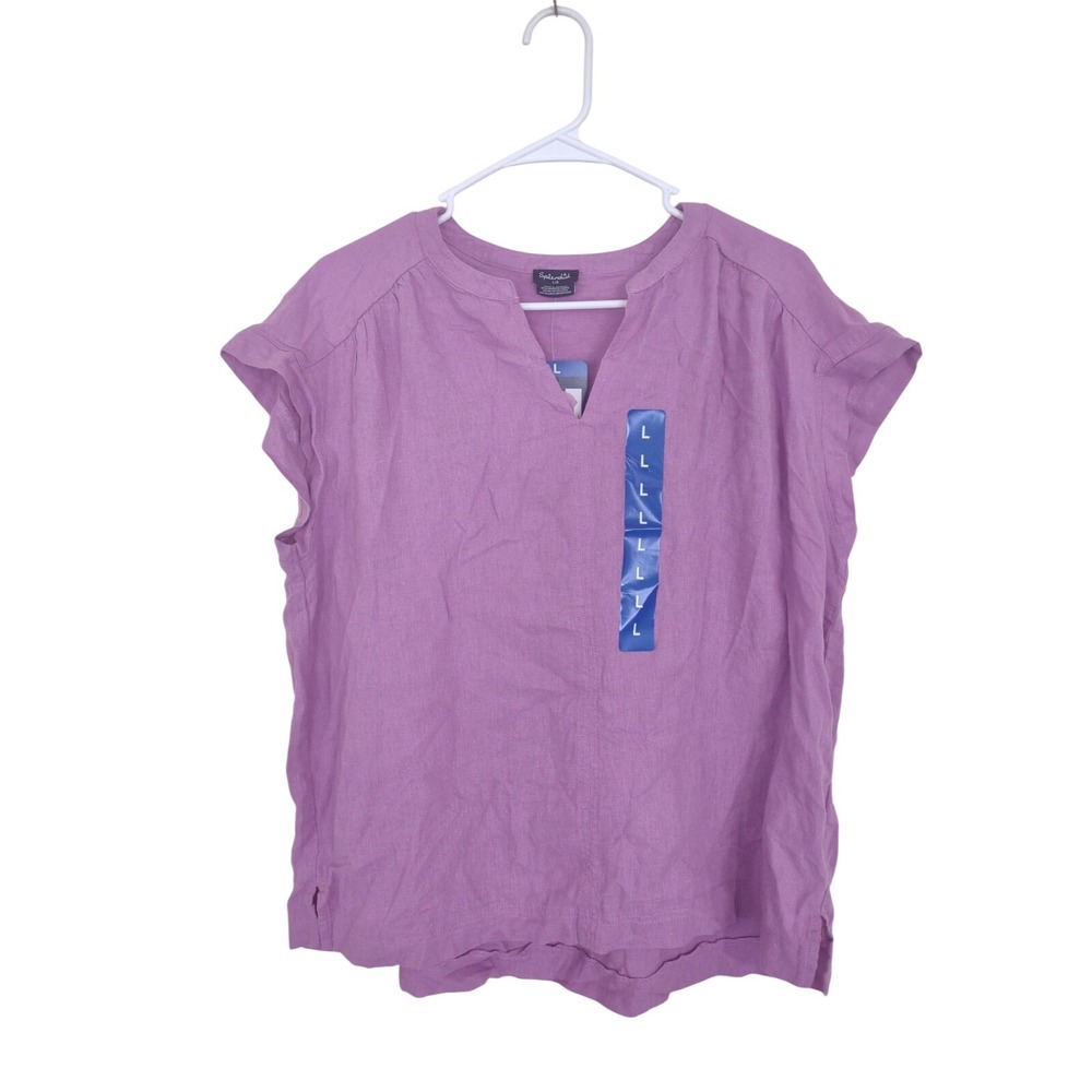 Splendid Purple Linen Blend Top Large‎ Eco-friendly Casual Lightweight Office